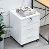 Wood File Cabinet Office Cabinet Drawers Wheels Keys Industrial White Brown