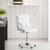Cushioned Computer Office Desk Chair Chrome Legs Lift Swivel PU Leather Chair UK