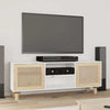 TV Cabinet Solid Wood Pine&Natural Rattan material is durable and sturdy