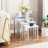Nest of 3 Tempered Glass Nested Tables Side End Lamp Sofa Tables Living Room
