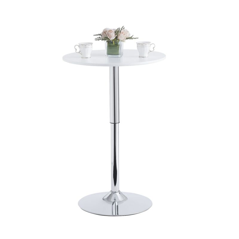 2x PU Leather Bar Stools&Round MDF Top Chromed Base Bar Table Height Adjustable