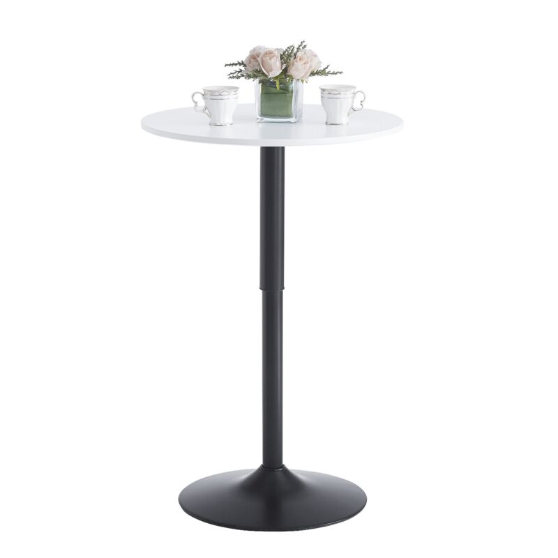 2x PU Leather Bar Stools&Round MDF Top Chromed Base Bar Table Height Adjustable