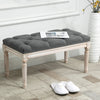 Accent Bench Tufted Upholstered Foot Stool Linen-Touch Ottoman for Bedroom